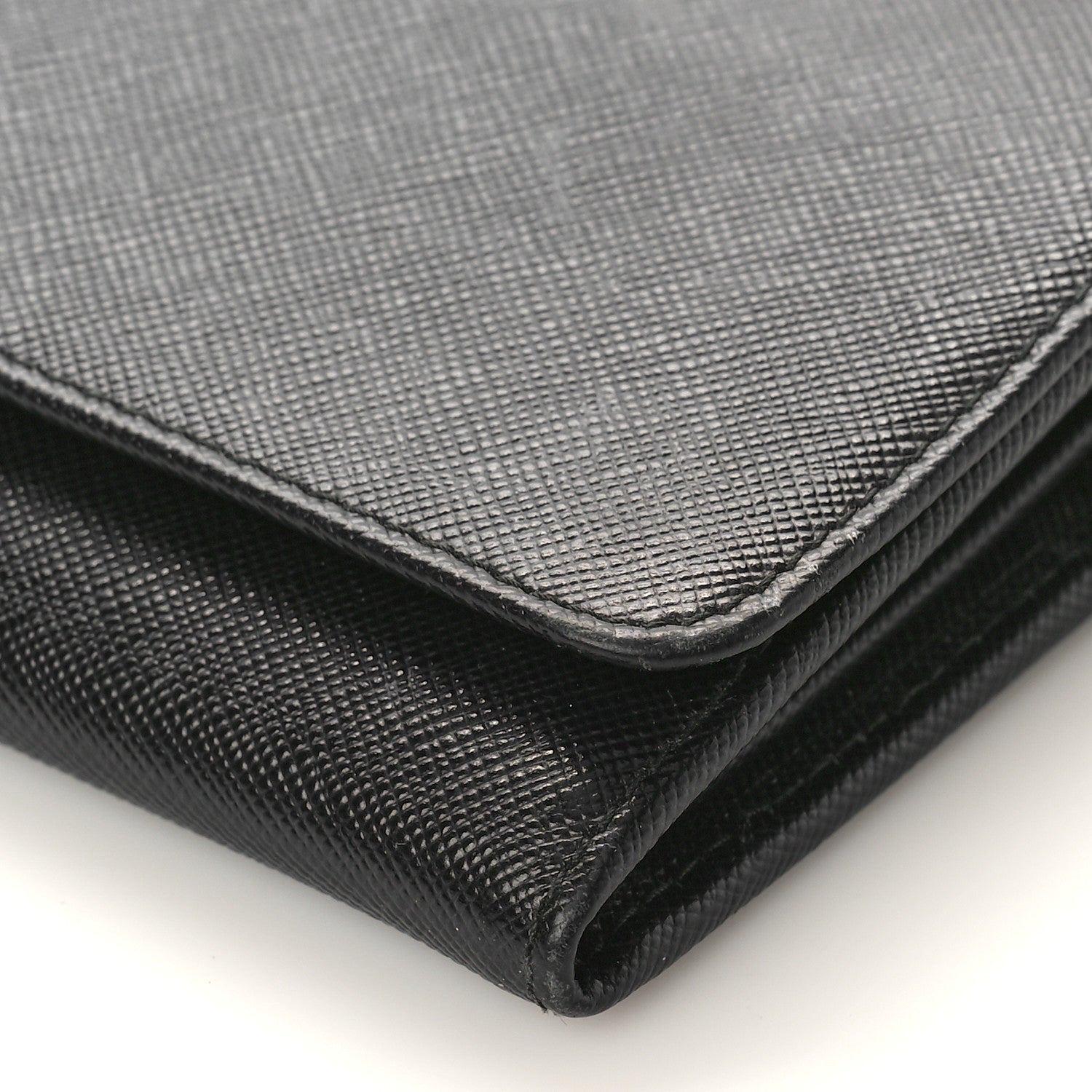 Prada Saffiano Metal Oro Chain Wallet Black 8 of 10