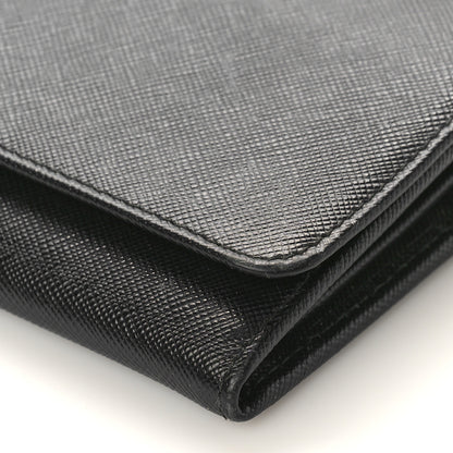 Prada Saffiano Metal Oro Chain Wallet Black 8 of 10