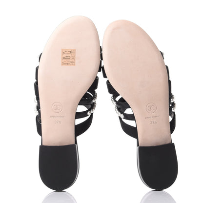 Chanel Grosgrain Pearl Mules 37.5 Black 7 of 11