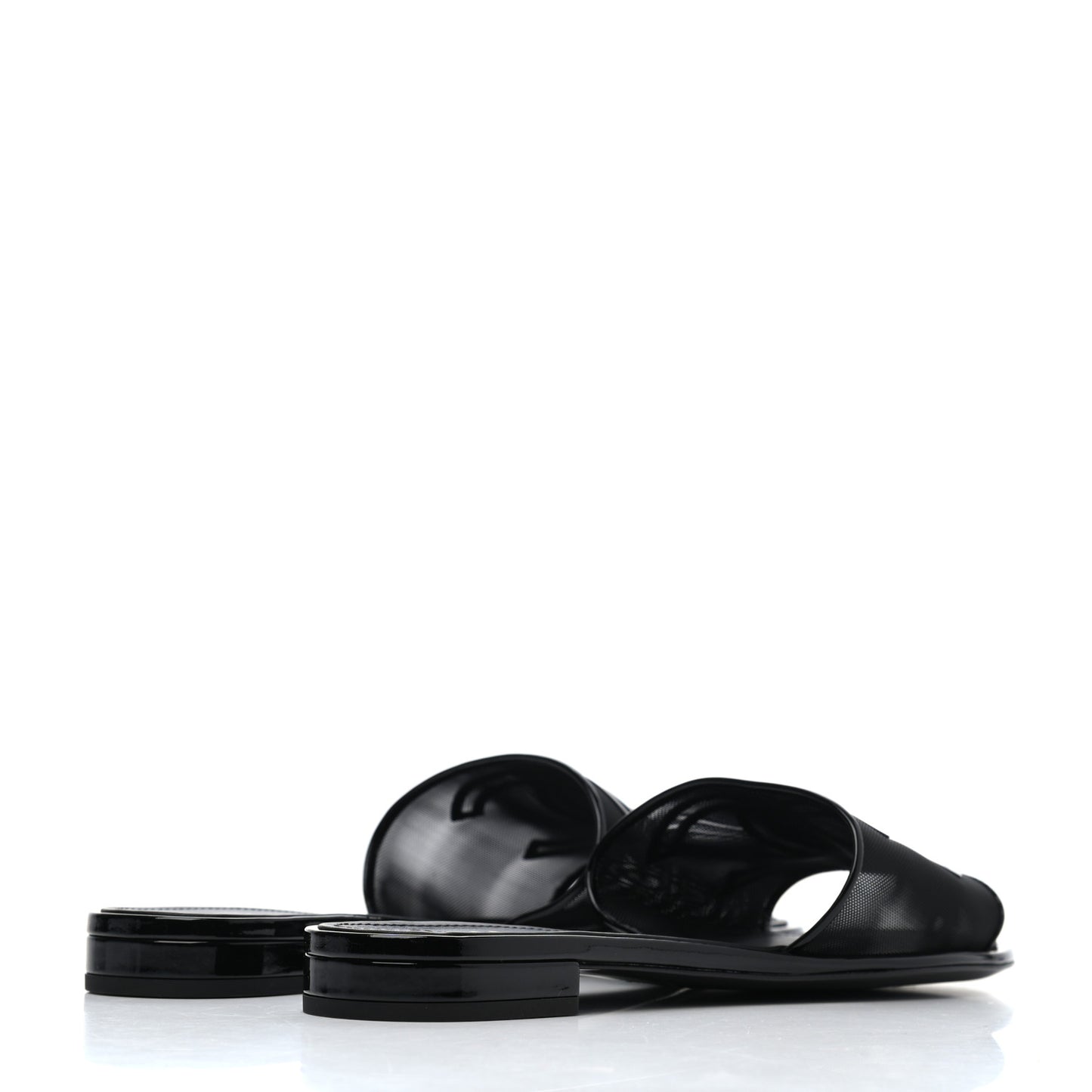 Mesh Patent Calfskin CC Mules 41 Black