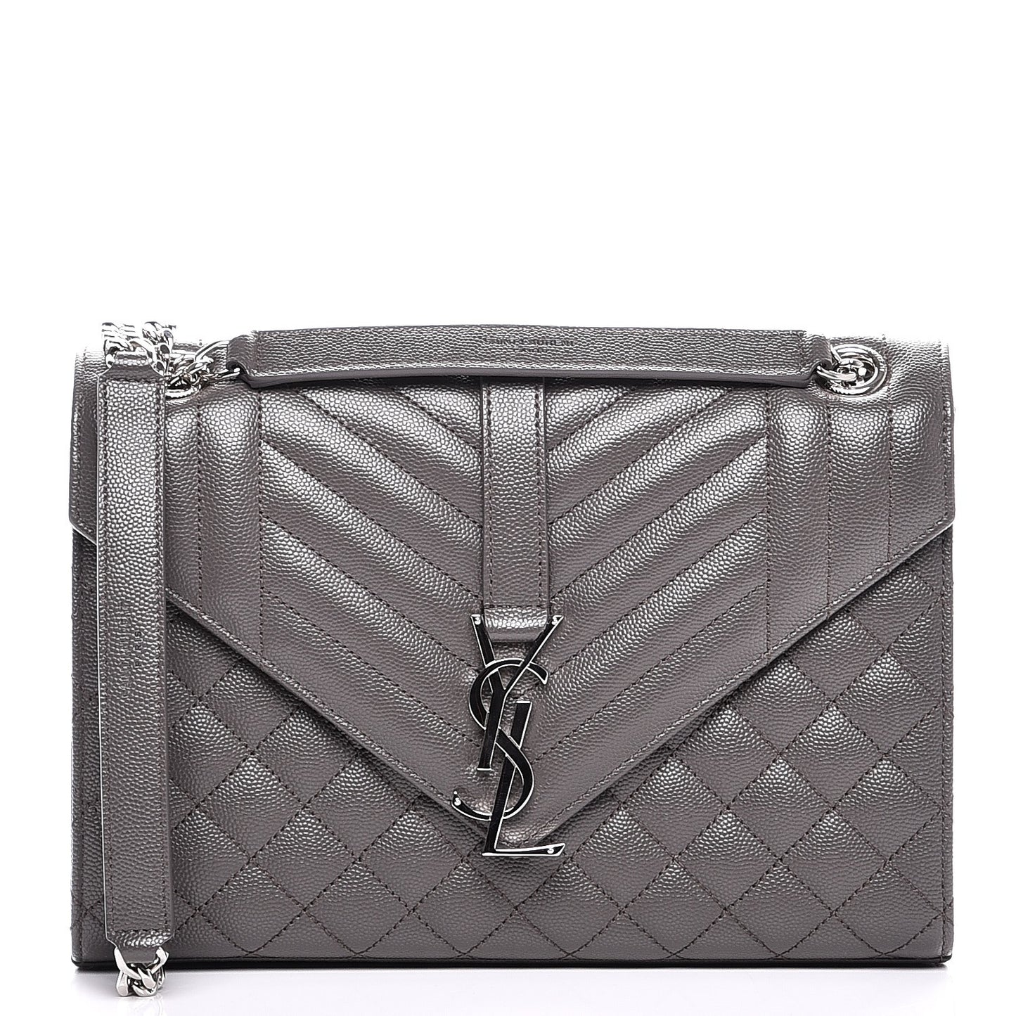 Grain De Poudre Textured Mixed Matelasse Medium Triquilt Monogram Satchel Earth