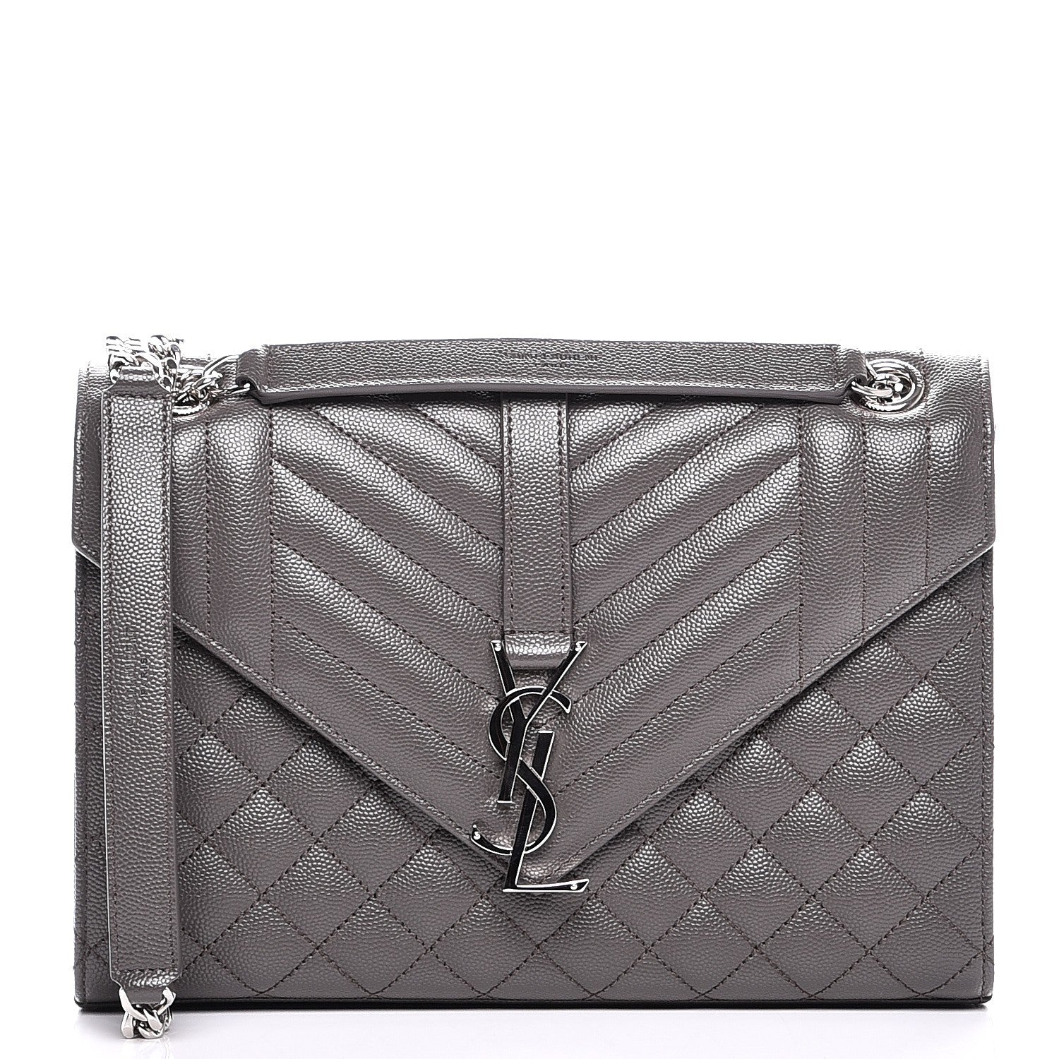 Saint Laurent Grain De Poudre Textured Mixed Matelasse Medium Triquilt Monogram Satchel Earth 1 of 7