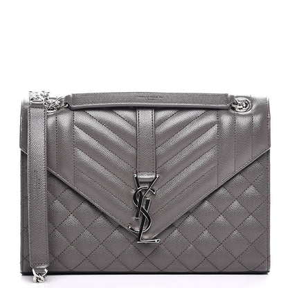 Saint Laurent Grain De Poudre Textured Mixed Matelasse Medium Triquilt Monogram Satchel Earth 1 of 7