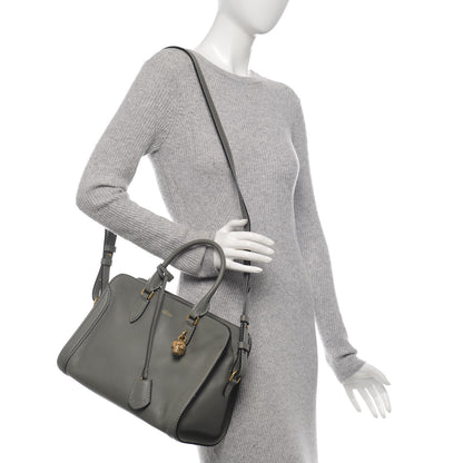 Alexander McQueen Pebbled Calfskin Small Skull Padlock Zip Around Tote Dark Grey 2 of 7