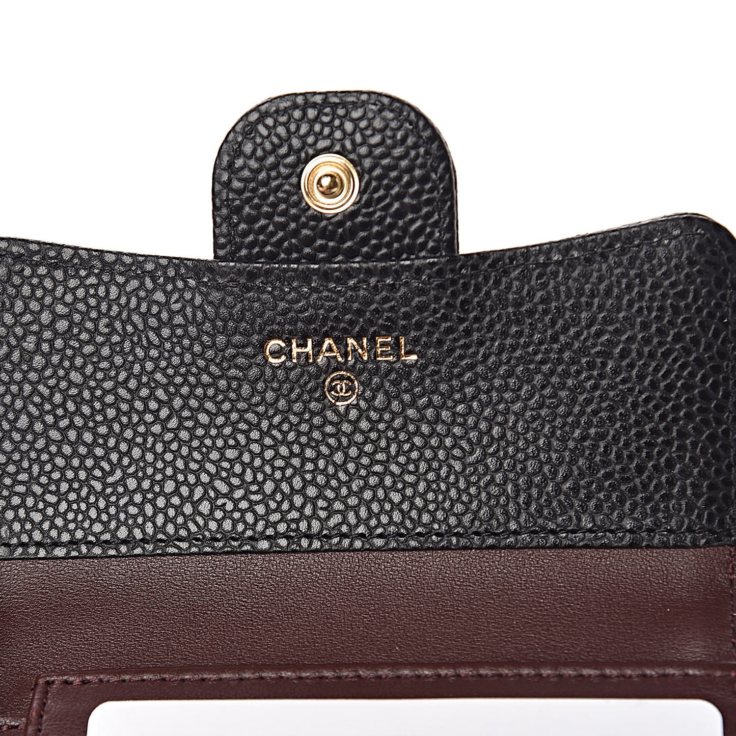 Caviar Quilted Compact Flap Wallet Black