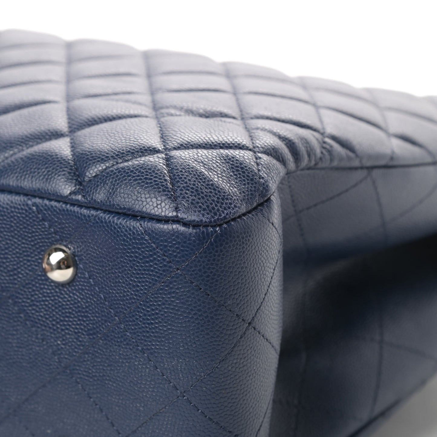 Caviar Quilted Large CC Shopping Tote Navy