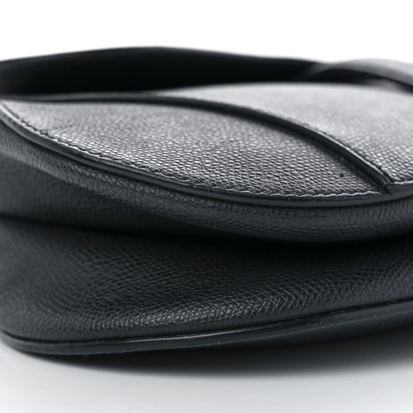Grained Calfskin Saddle Bag Black