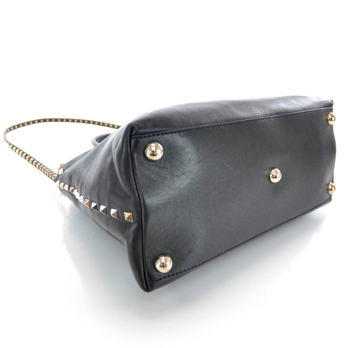 Vitello Rockstud Dome Satchel Black