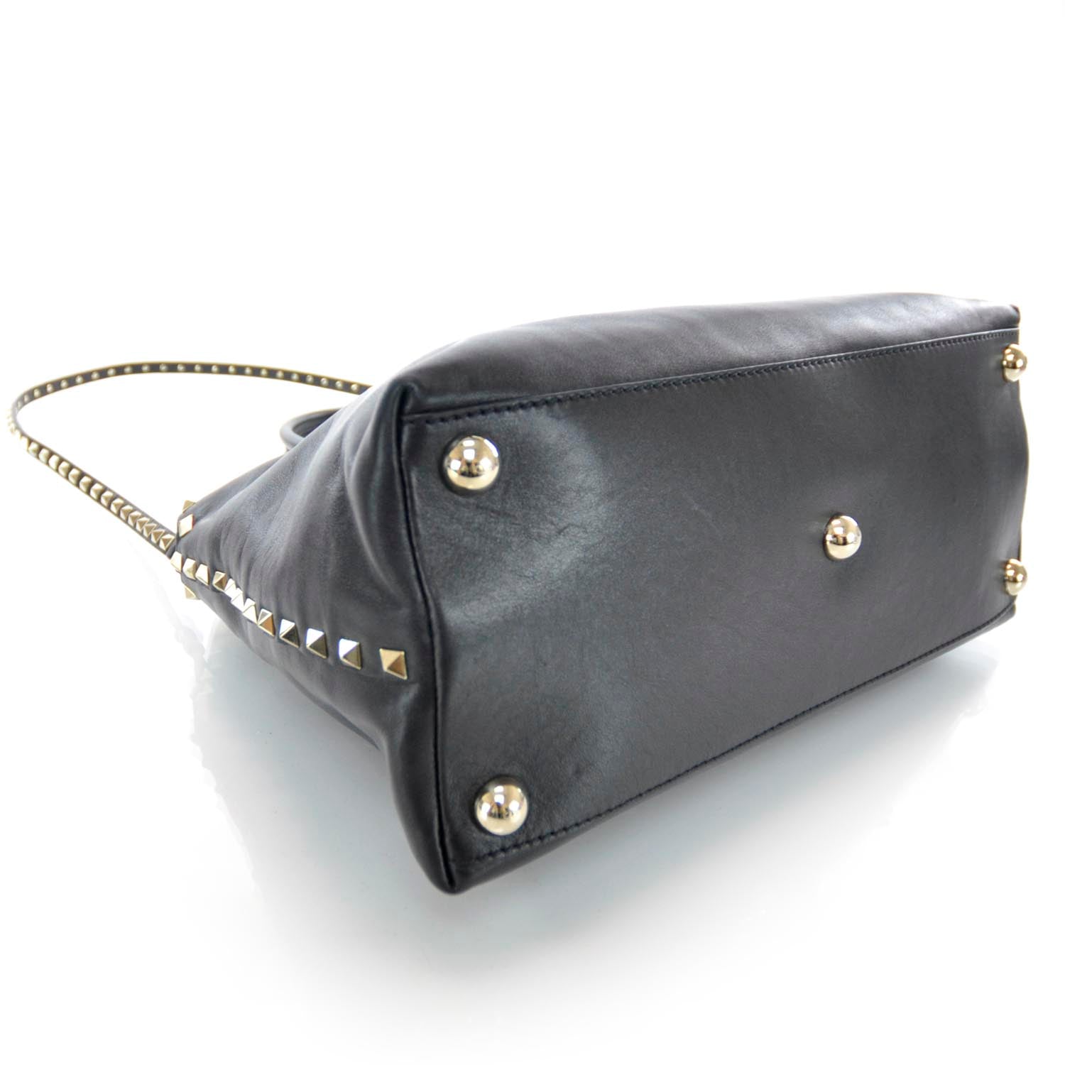 Valentino Garavani Vitello Rockstud Dome Satchel Black 4 of 9