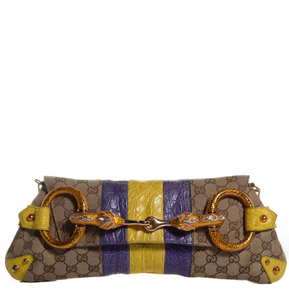 Gucci Monogram Alligator Tom Ford Snake Horsebit Clutch 1 of 7