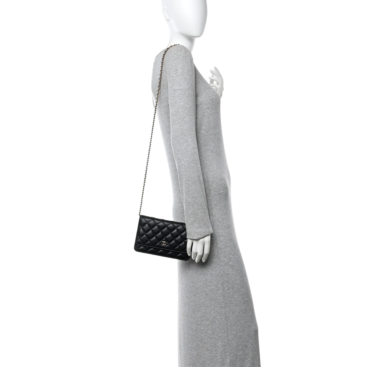 Chanel Lambskin Quilted Wallet On Chain WOC Black 2 of 12