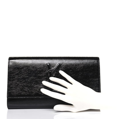Saint Laurent Textured Patent Monogram Belle De Jour Clutch Black 2 of 13