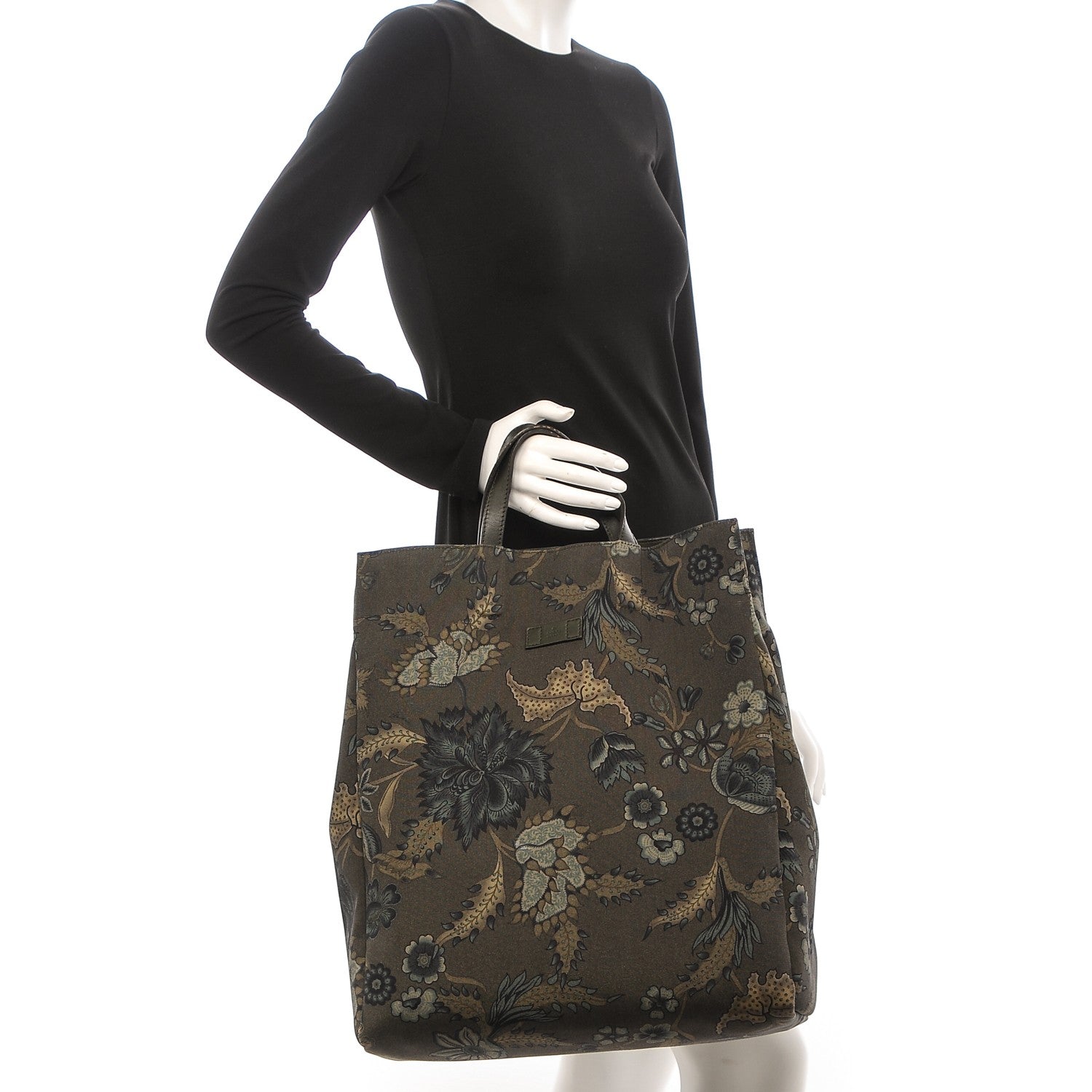 Gucci Canvas G-Active Flora Knight Vertical Tote Green 2 of 8