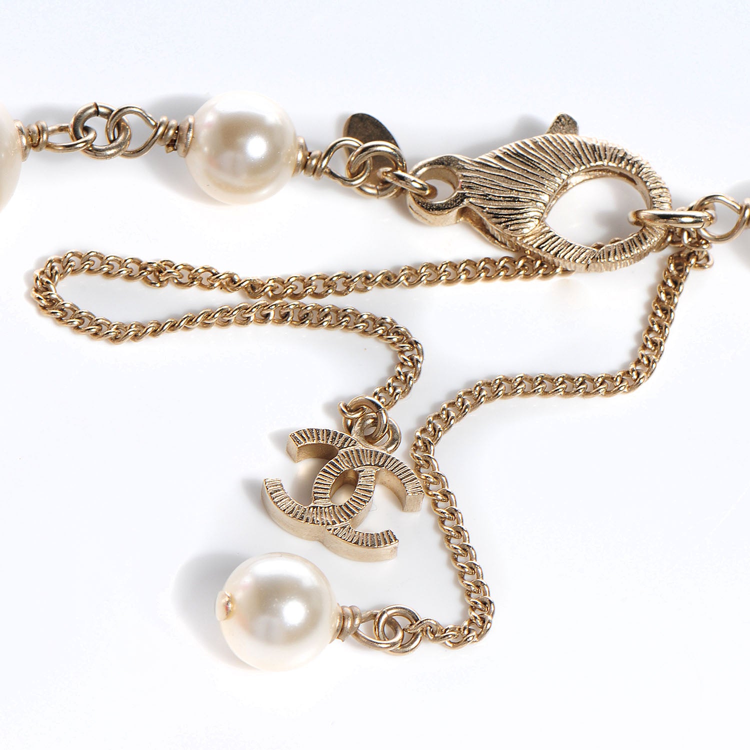Chanel Crystal Pearl CC Long Necklace Gold 4 of 6