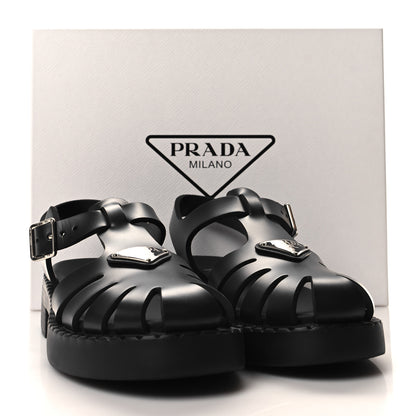 Prada Foam Rubber Metal Triangle Logo 50mm Cage Sandals 38 Black 9 of 9