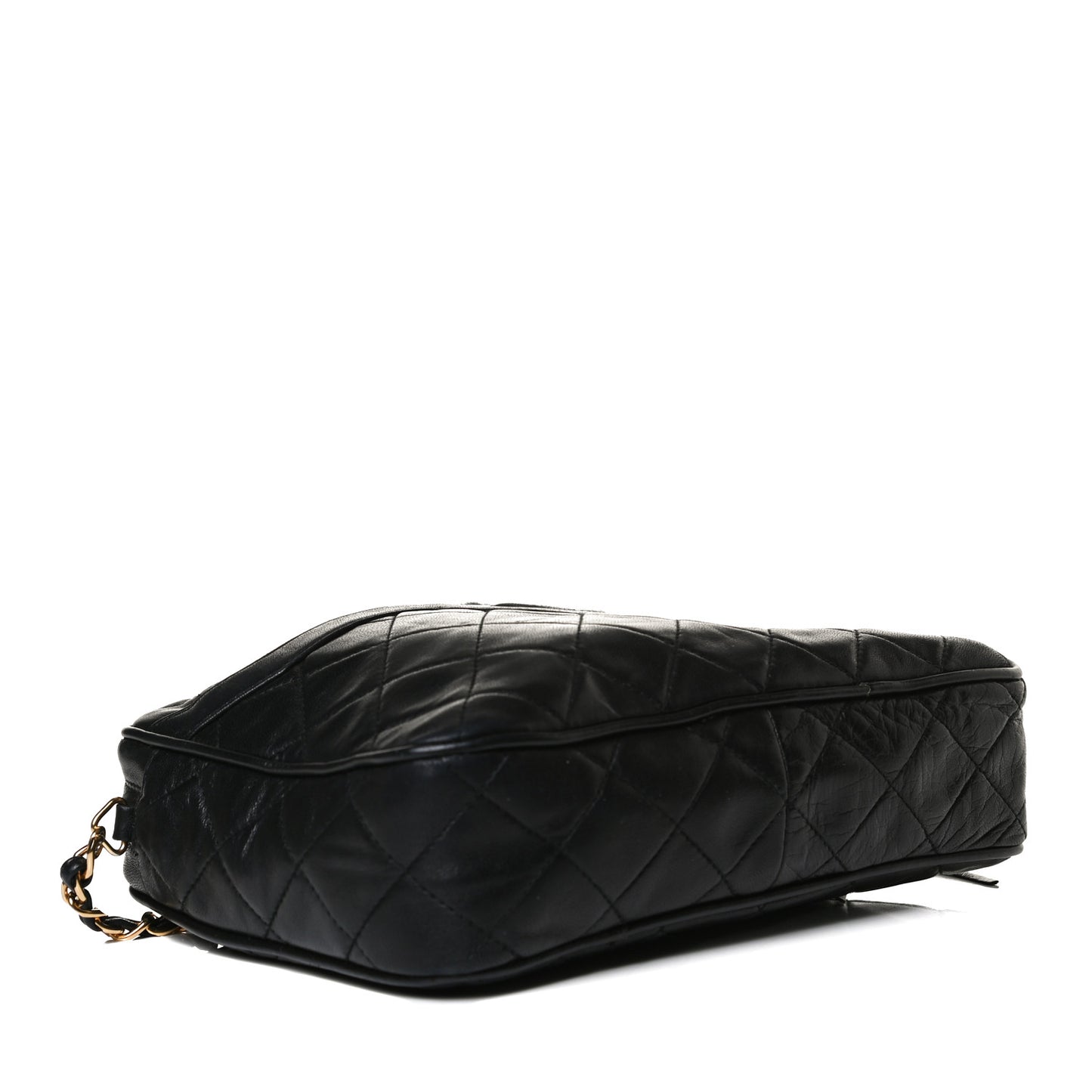 Lambskin Quilted CC Tassel Camera Case Black