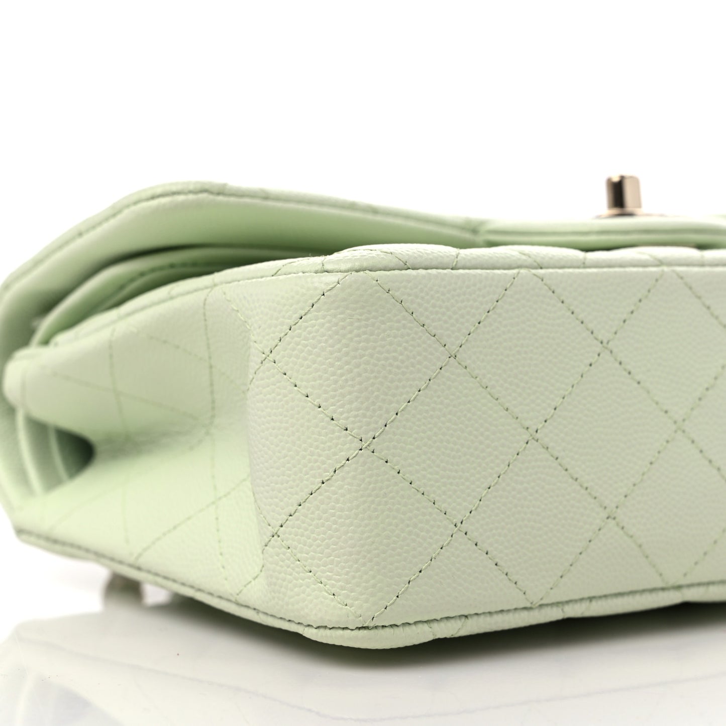 Caviar Quilted Small Double Flap Light Green