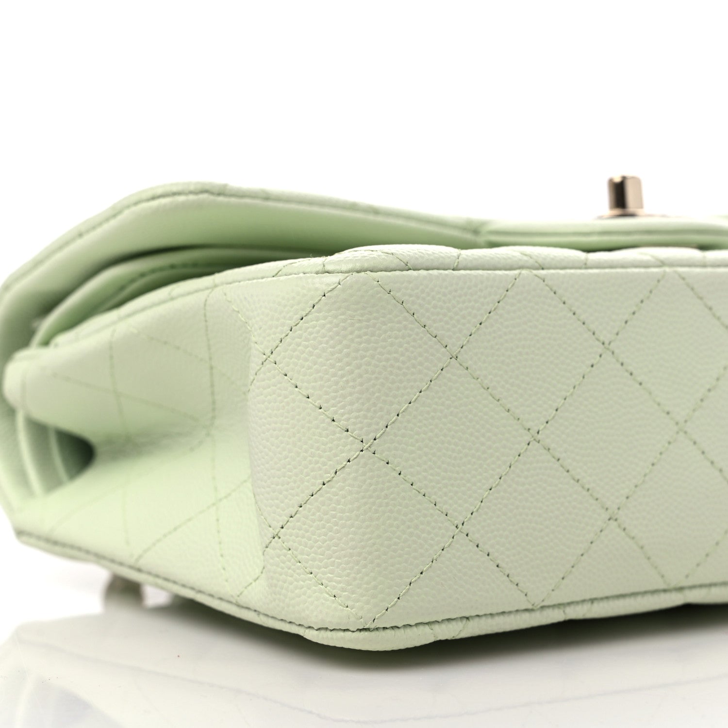 Chanel Caviar Quilted Small Double Flap Light Green 8 of 9