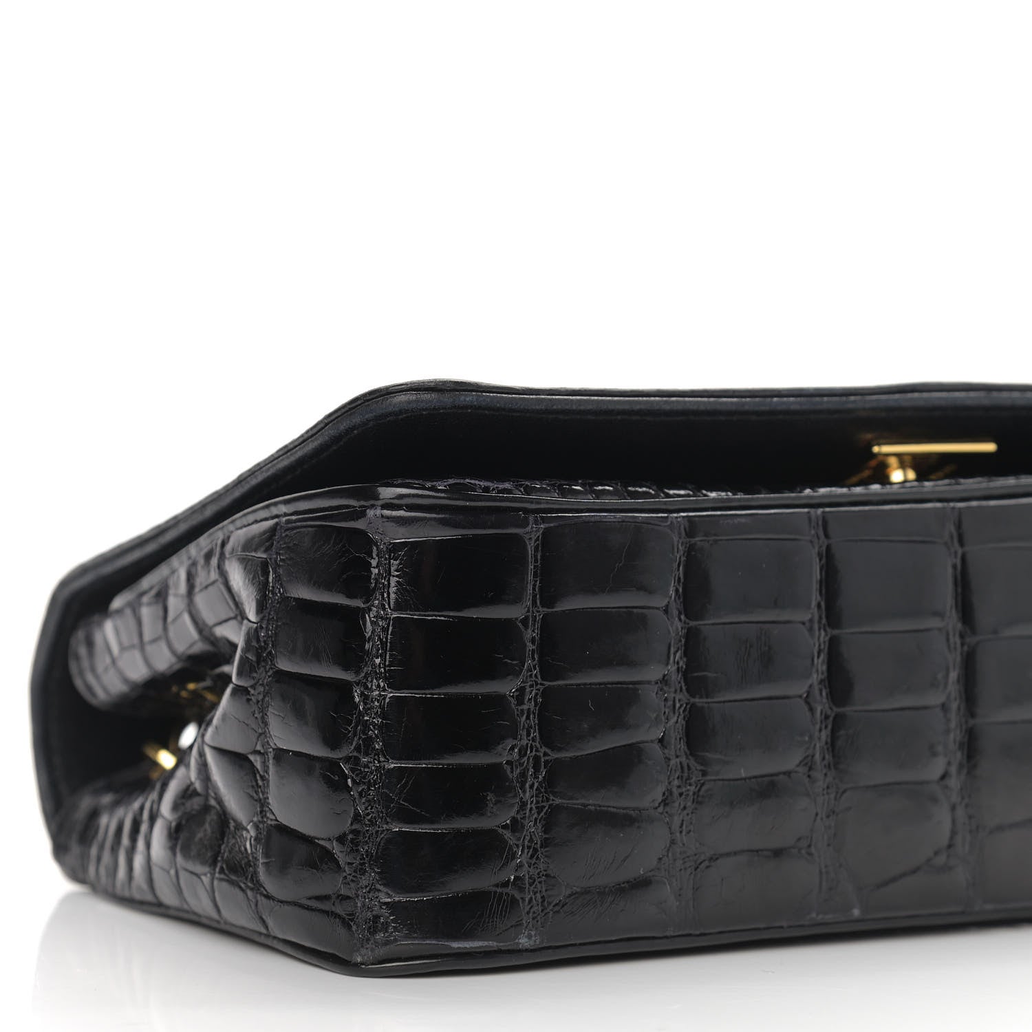 Chanel Shiny Crocodile Evening Flap Black 10 of 11