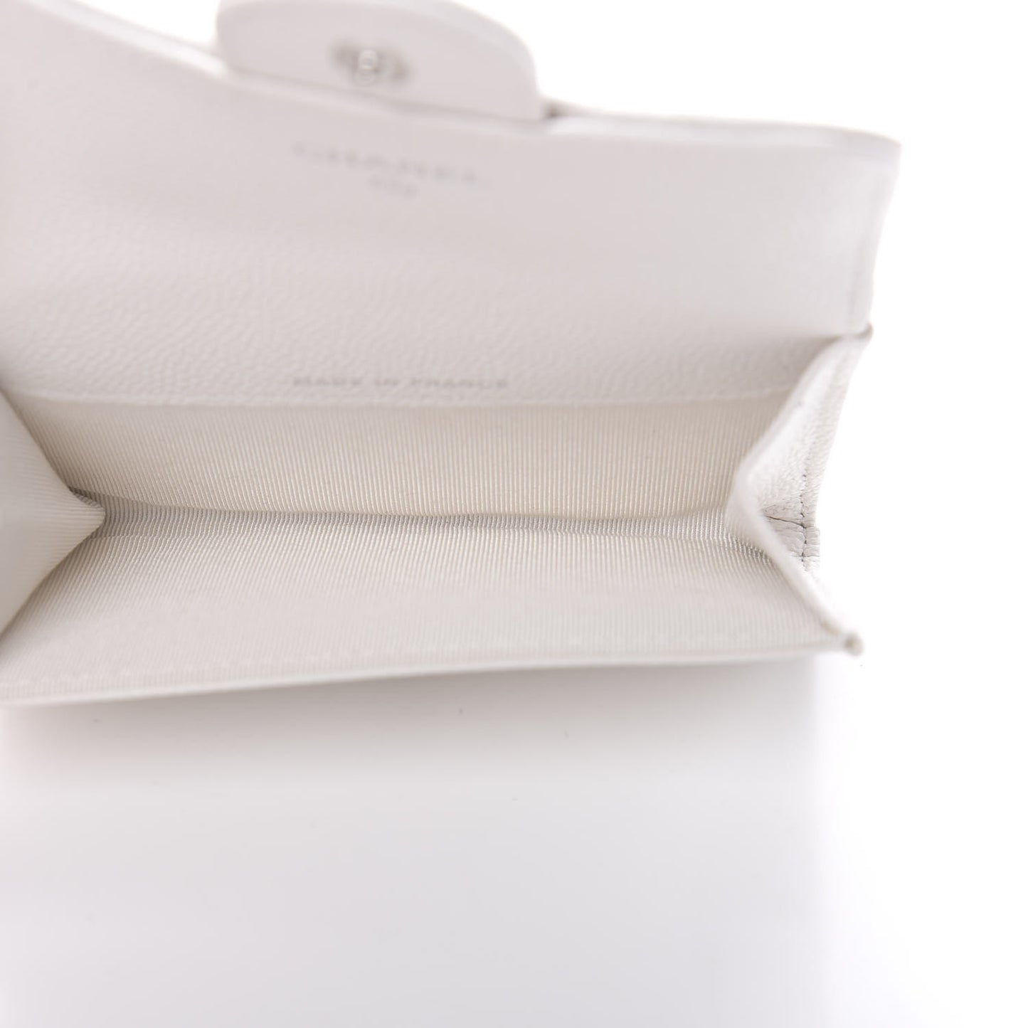 Caviar Quilted Flap Card Holder Wallet White