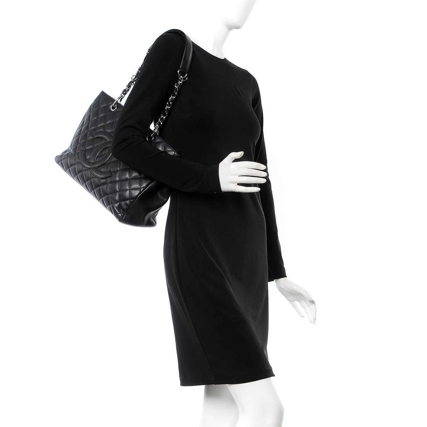 Caviar Quilted Grand Shopping Tote GST Black