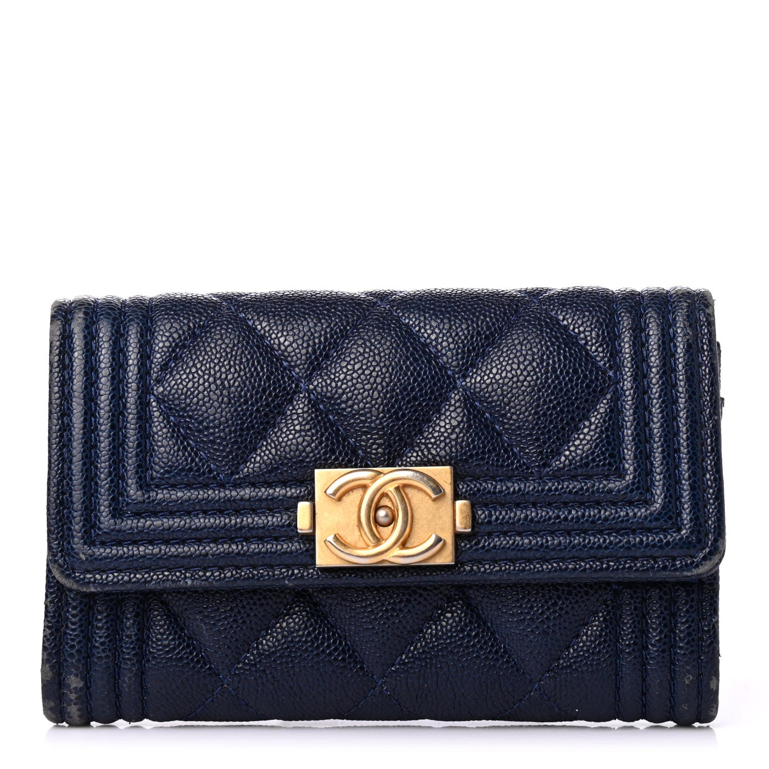 Chanel Caviar Quilted Boy Flap Card Holder Blue 1 of 6