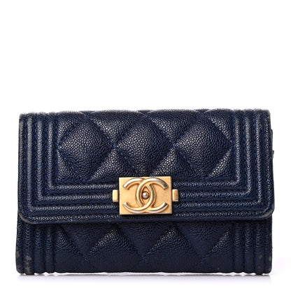 Chanel Caviar Quilted Boy Flap Card Holder Blue 1 of 6