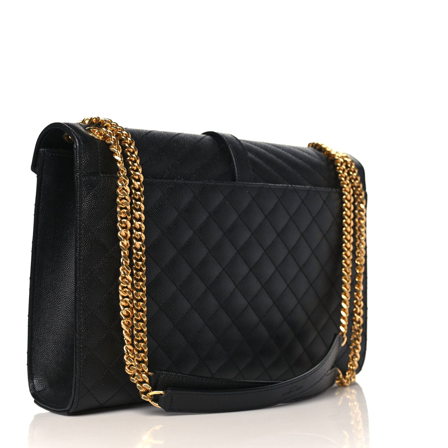 Grain De Poudre Textured Mixed Matelasse Large Triquilt Monogram Satchel Black