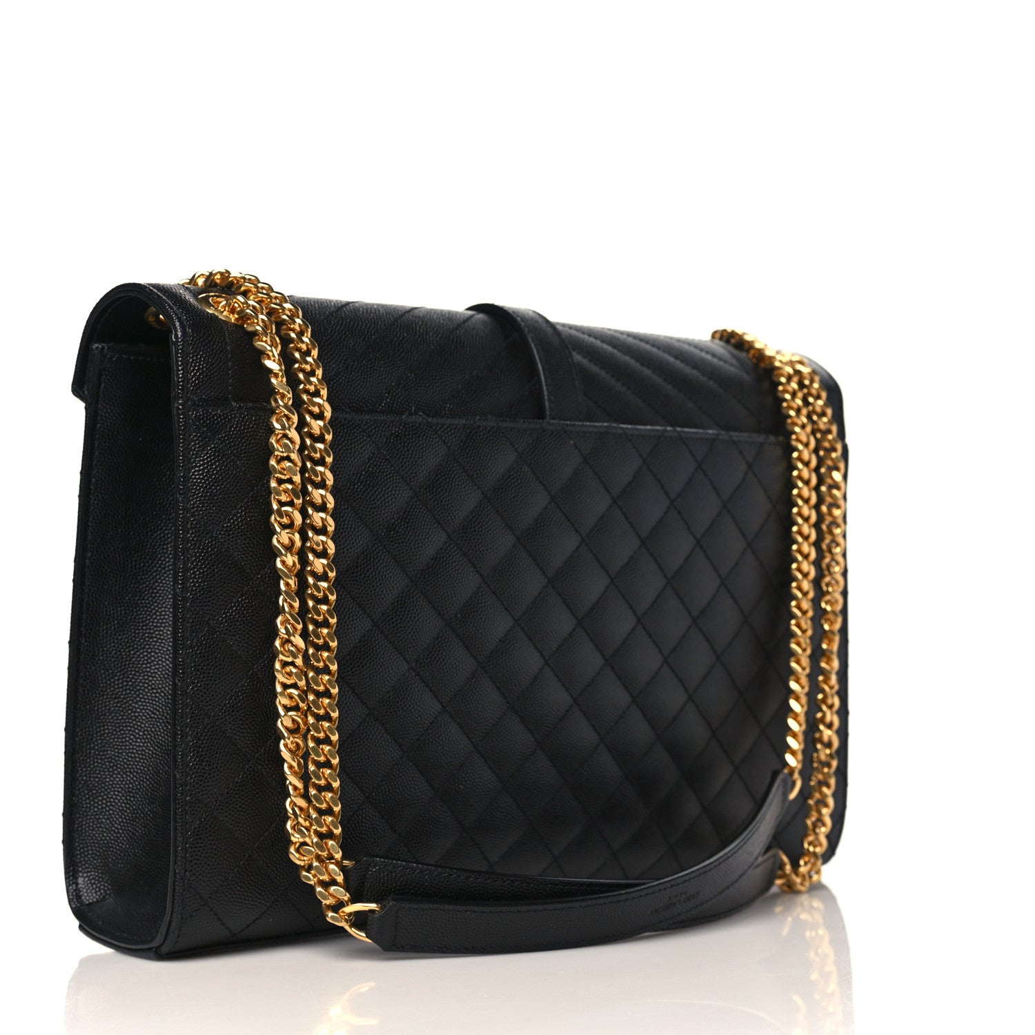 Saint Laurent Grain De Poudre Textured Mixed Matelasse Large Triquilt Monogram Satchel Black 3 of 11