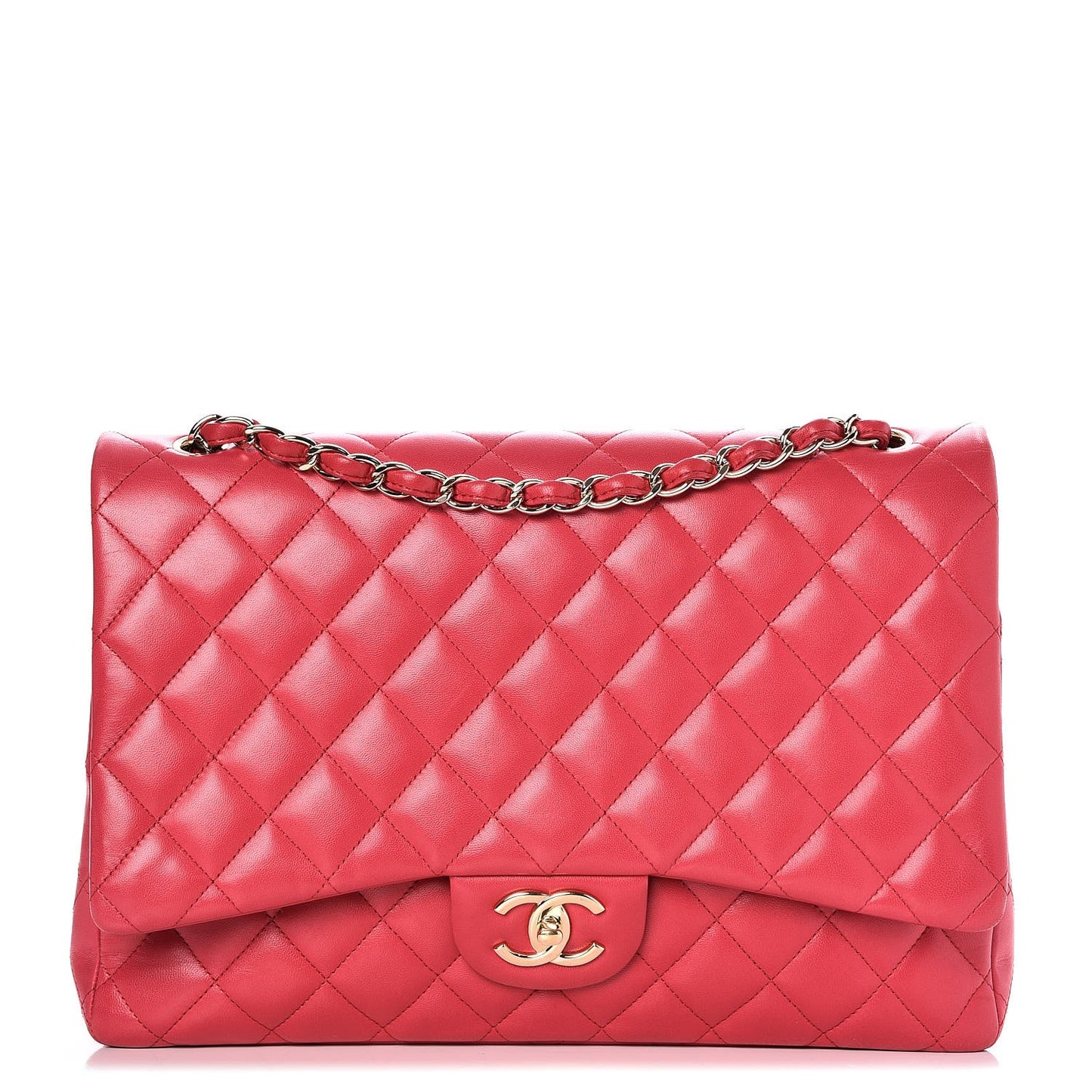 Lambskin Quilted Maxi Double Flap Red
