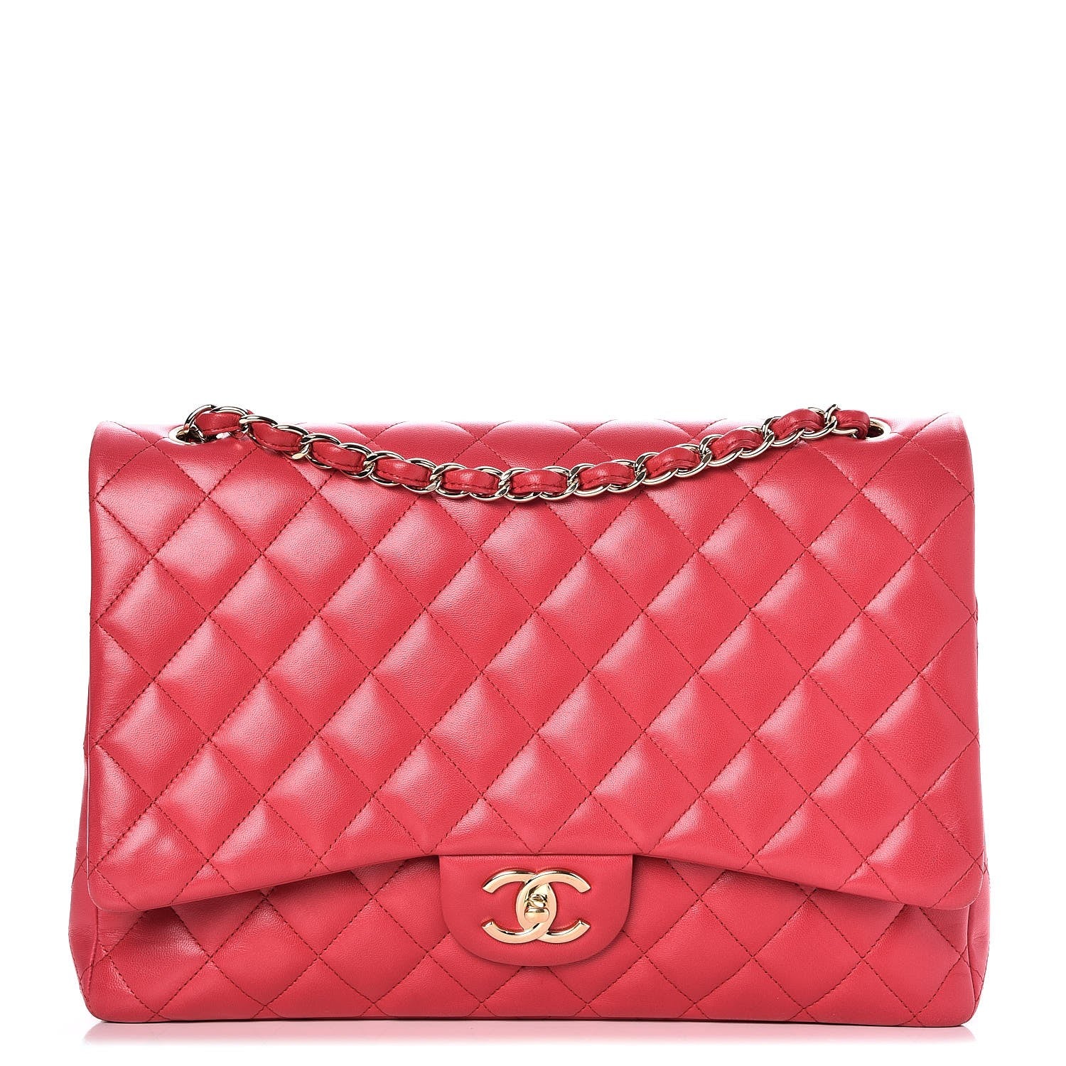 Chanel Lambskin Quilted Maxi Double Flap Red 1 of 8