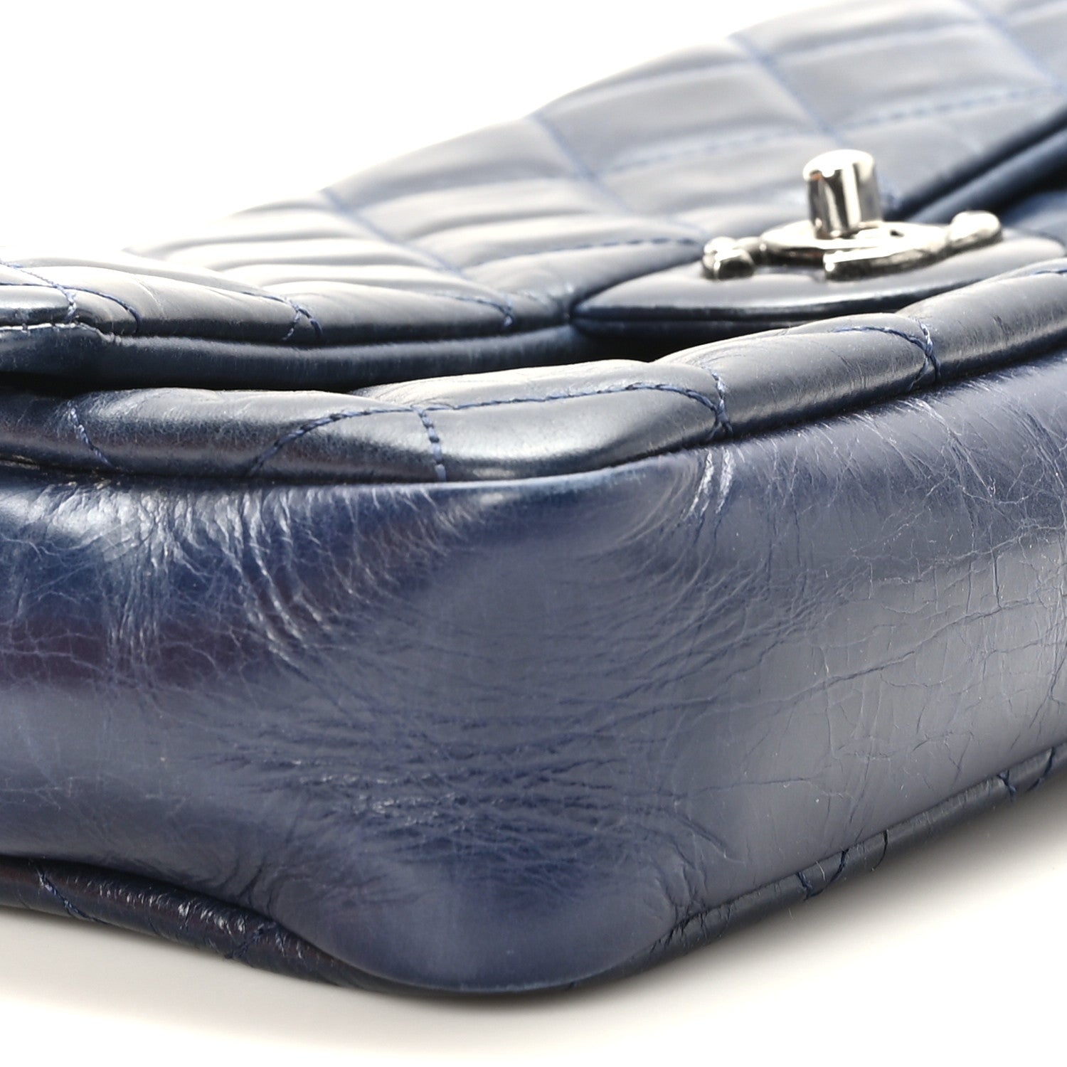 Chanel Glazed Calfskin Quilted Medium Duo Color Flap Blue 8 of 10