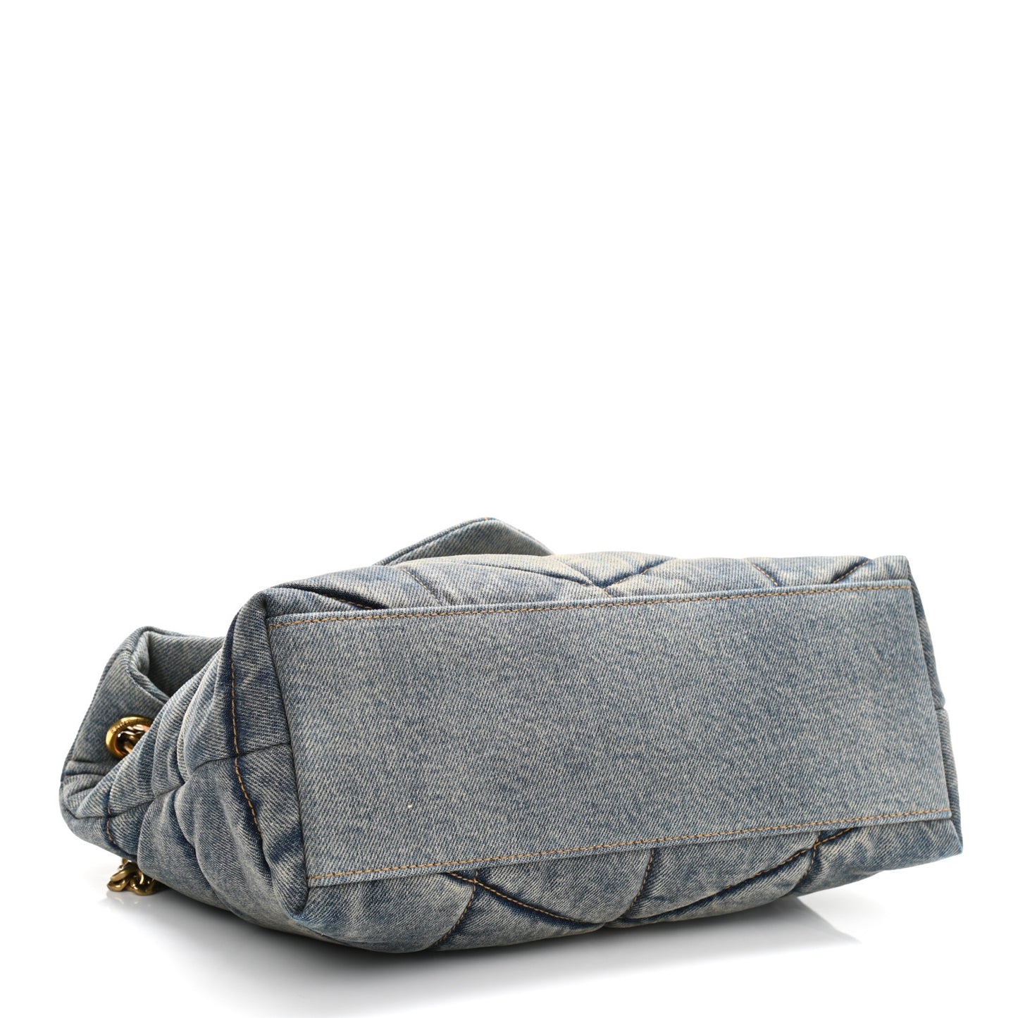 Denim Quilted Small Loulou Puffer Monogram Chain Satchel Blue Cinnamon