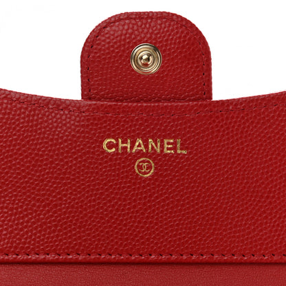 Chanel Caviar Quilted Compact Flap Wallet Red 6 of 8