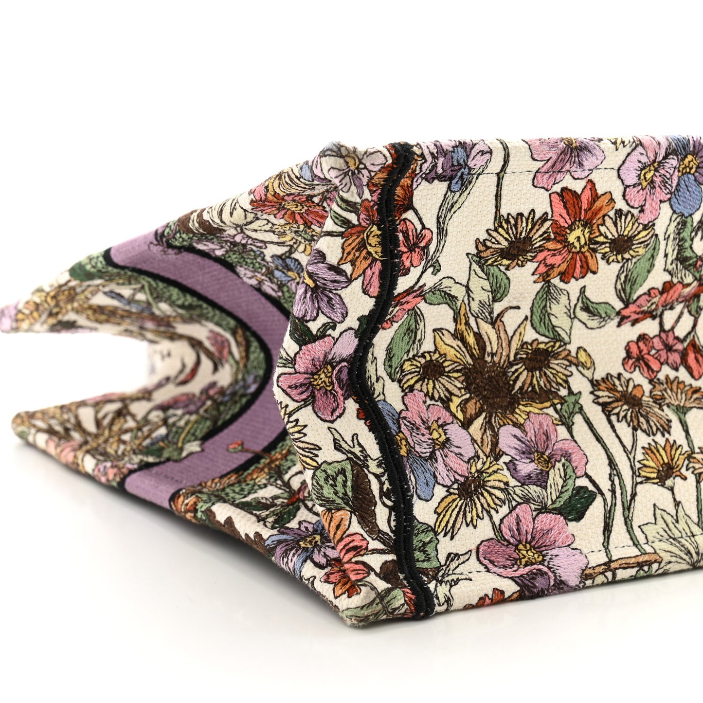 Canvas Embroidered Medium 4 Saisons Hiver Soleil Book Tote Lilac Multicolor