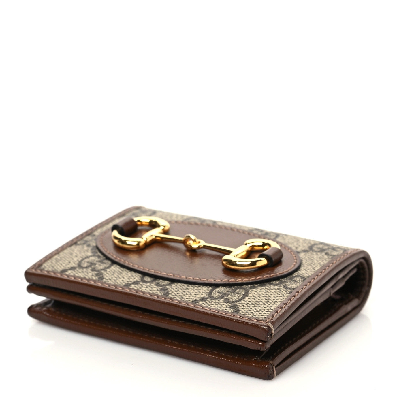 Gucci GG Supreme Monogram Horsebit 1955 Card Case Wallet Beige Ebony Brown Sugar 8 of 8