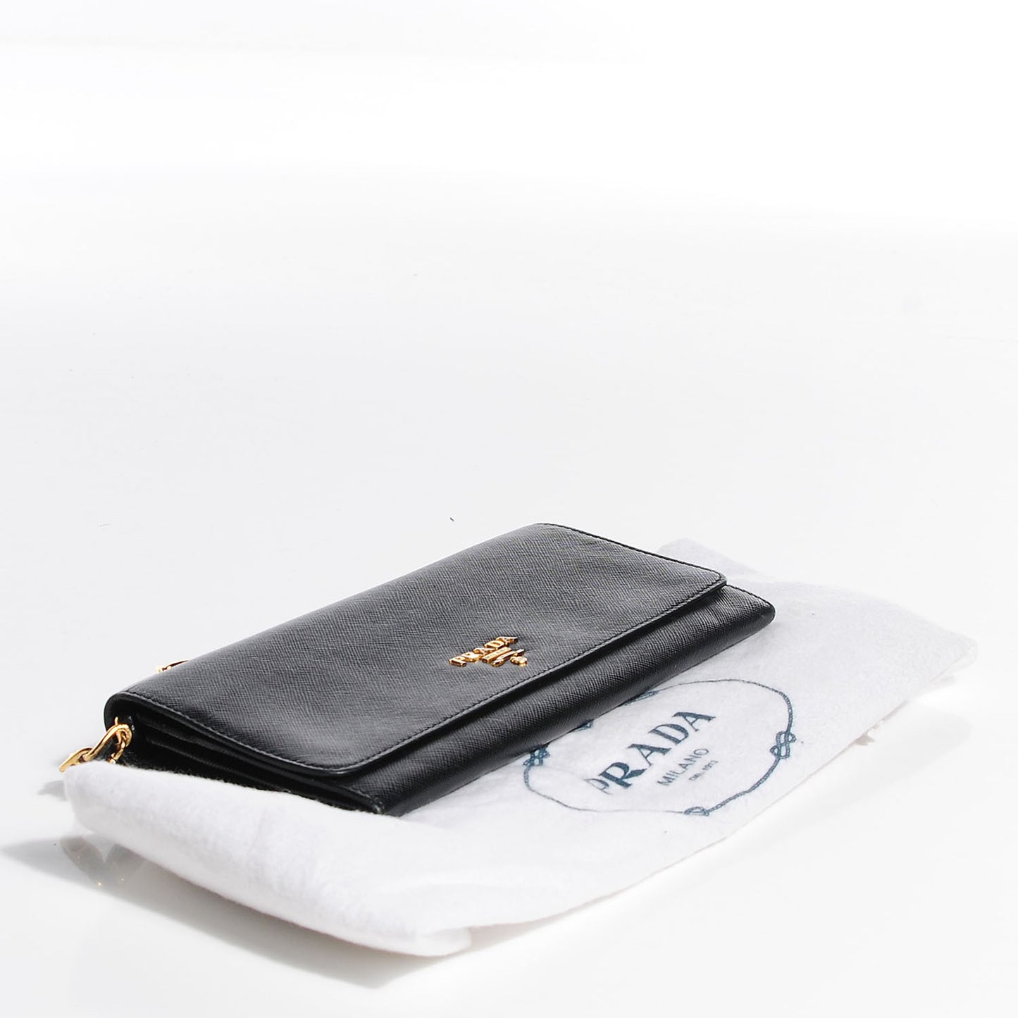 Saffiano Metal Oro Chain Wallet Nero Black