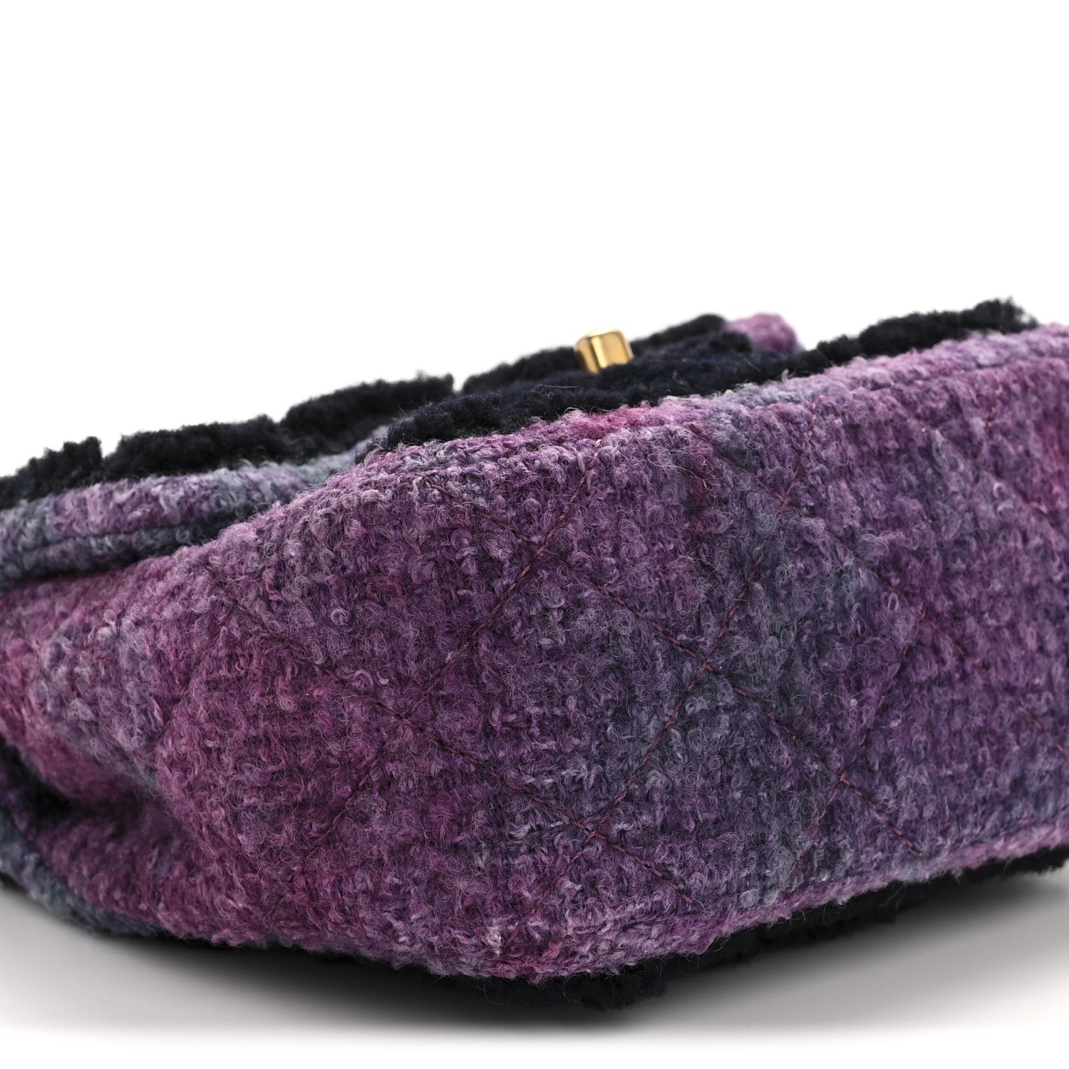 Chanel Shearling Tweed Quilted Mini Square Flap Bag Purple 9 of 13