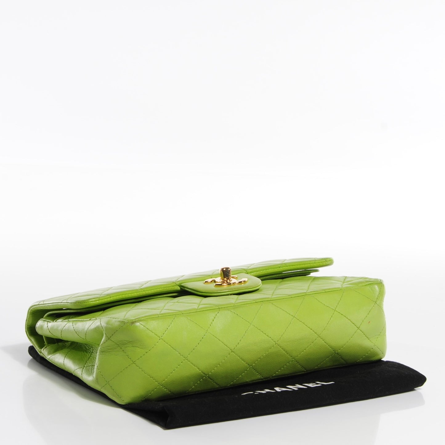 Lambskin Quilted Small Double Flap Green