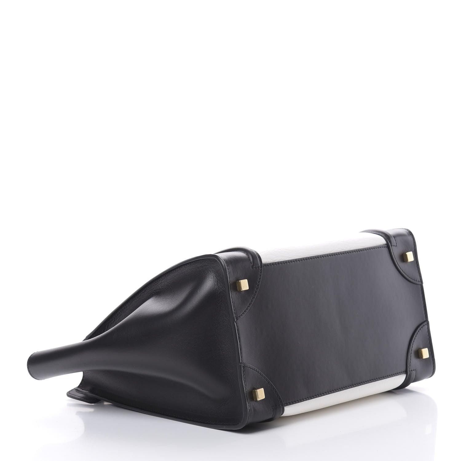Celine Smooth Calfskin Shrunken Lambskin Mini Bi-Color Luggage Black White 4 of 12