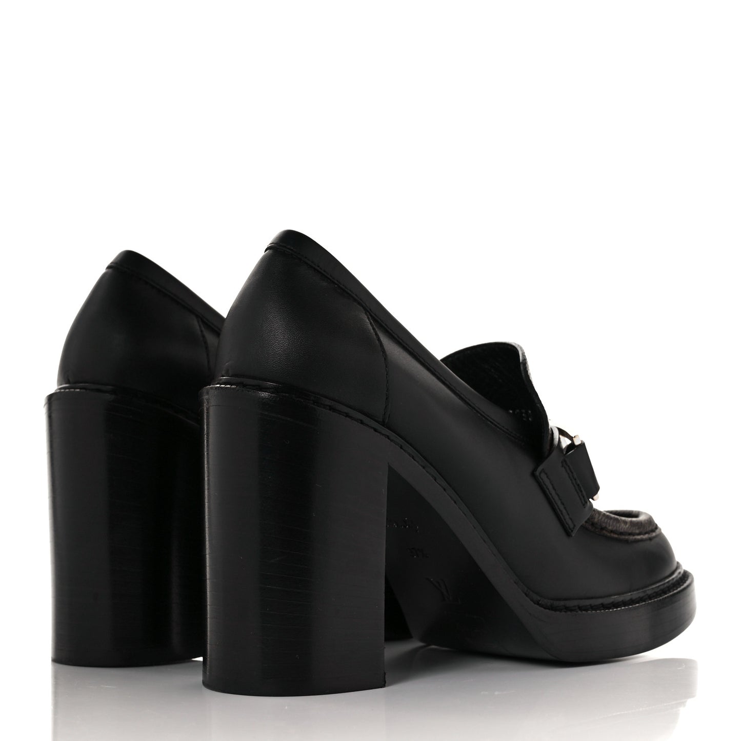 Monogram Calfskin Academy Loafers Pumps 37.5 Black