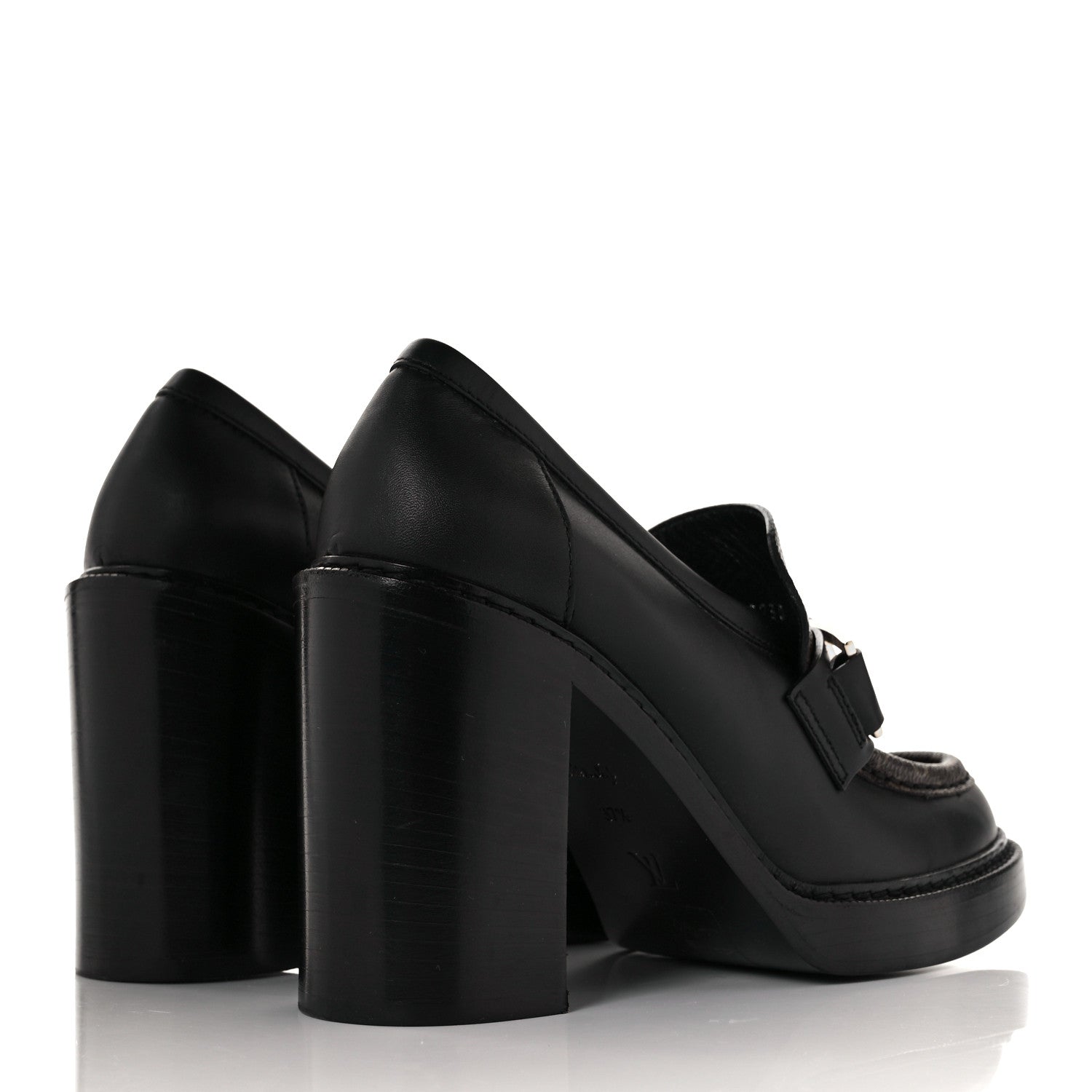 Louis Vuitton Monogram Calfskin Academy Loafers Pumps 37.5 Black 4 of 8