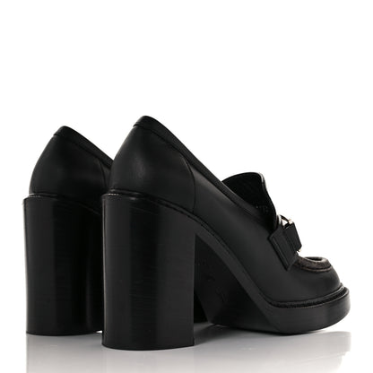 Louis Vuitton Monogram Calfskin Academy Loafers Pumps 37.5 Black 4 of 8