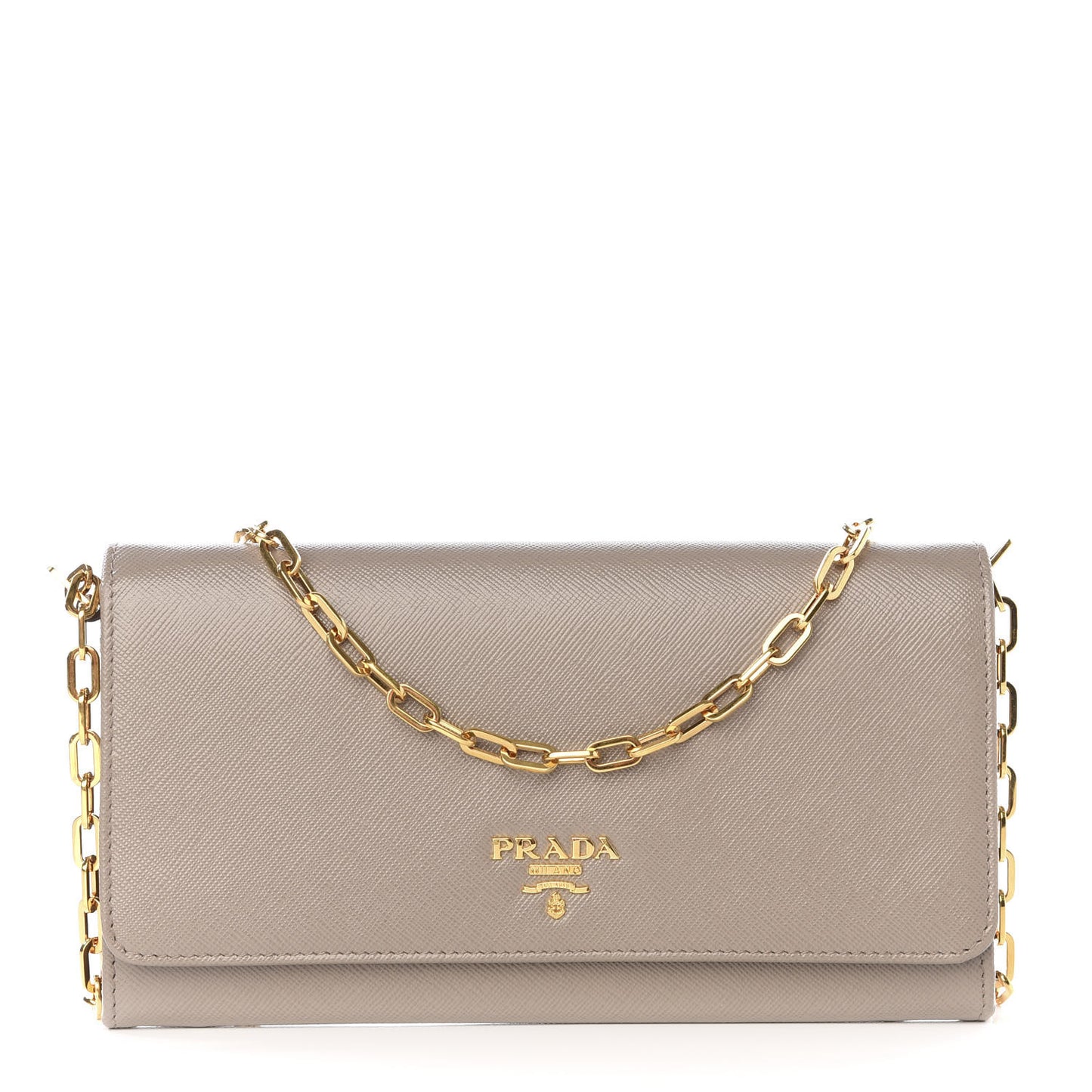 Saffiano Metal Oro Chain Wallet Argilla
