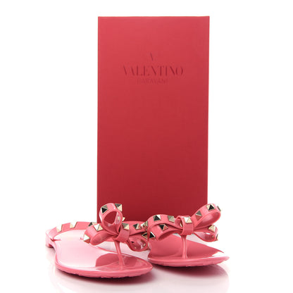Valentino Garavani PVC Jelly Rockstud Bow Thong Sandals 37 Sweet Pink 10 of 10