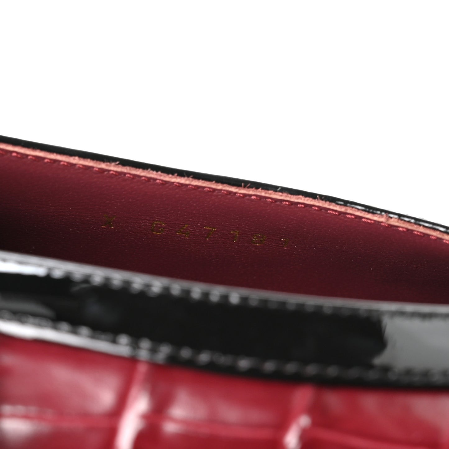 Crocodile Embossed Patent Calfskin Pumps 39 Burgundy Black
