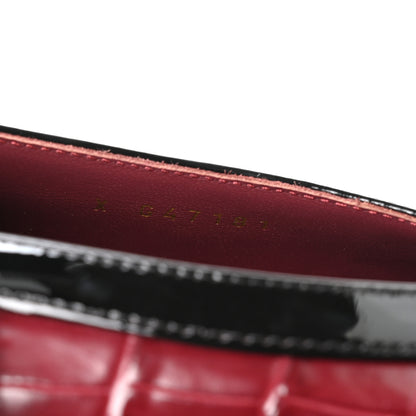 Chanel Crocodile Embossed Patent Calfskin Pumps 39 Burgundy Black 8 of 9