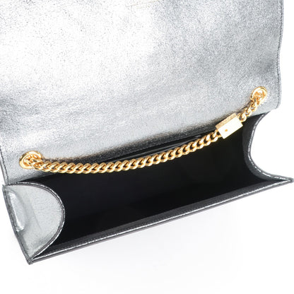 Saint Laurent Metallic Calfskin Medium Classic Monogram Kate Tassel Satchel Silver 5 of 6