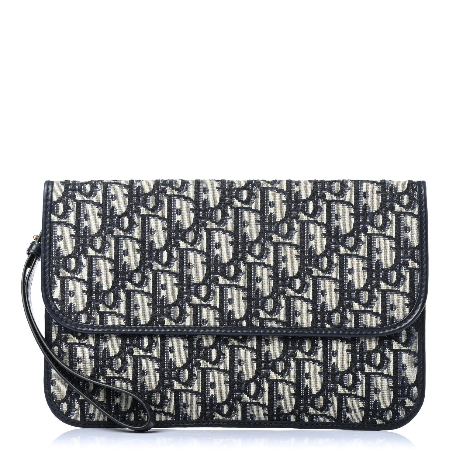 Christian Dior Oblique Flap Pouch Clutch Blue 1 of 4
