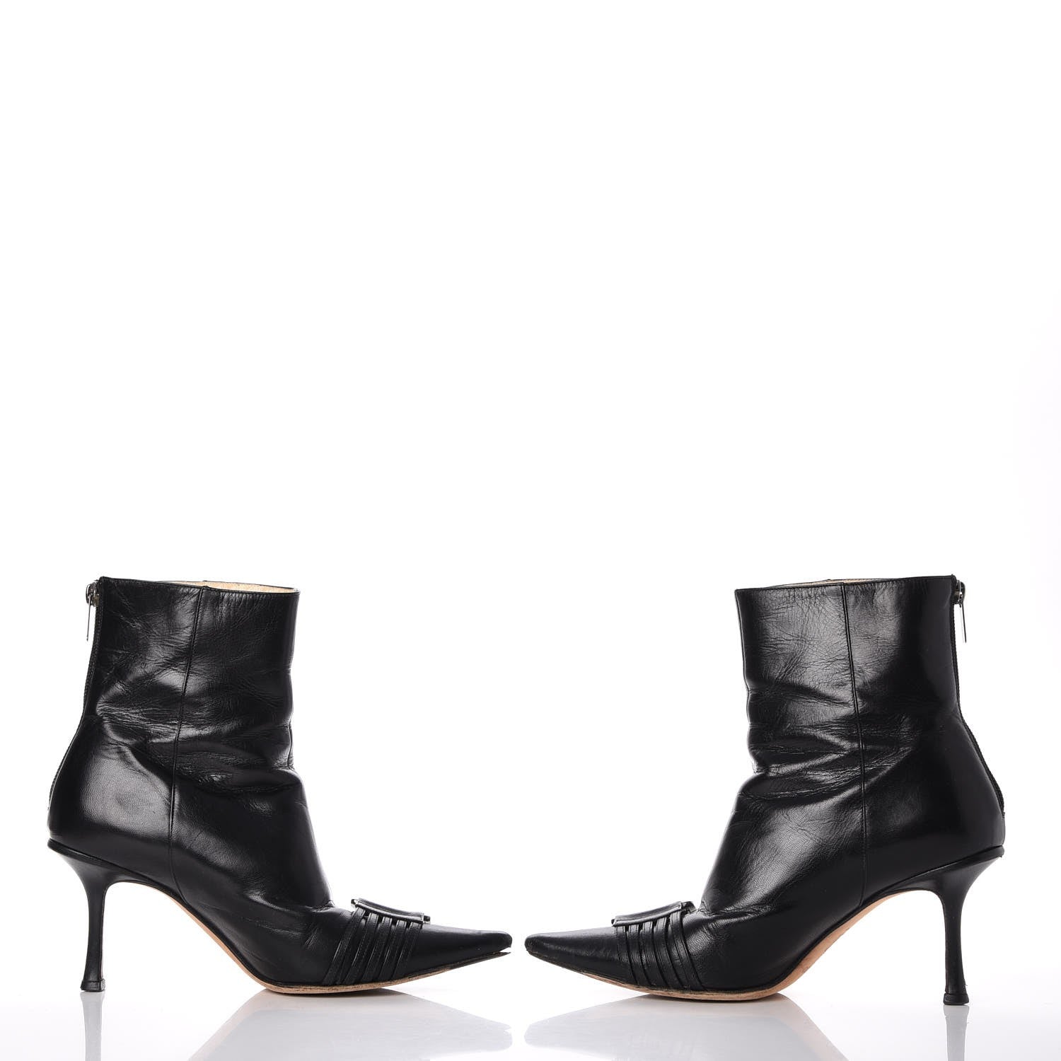 Jimmy Choo Calfskin Buckle Ankle Boots 36.5 Black 6 of 15